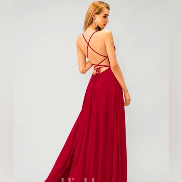 A-line Square Floor-Length Chiffon Prom Bridesmaids Wedding Formal Dresses - Picture 7 of 7